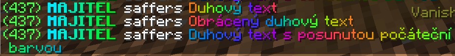Výsledek předchozí ukázky s duhovým textem