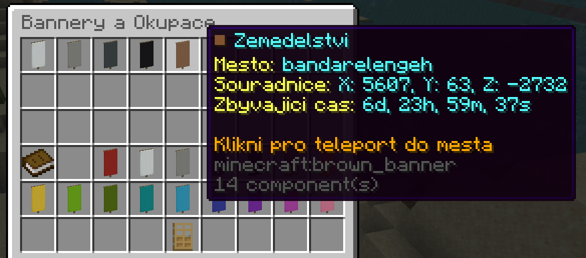 Menu bannerů a okupací
