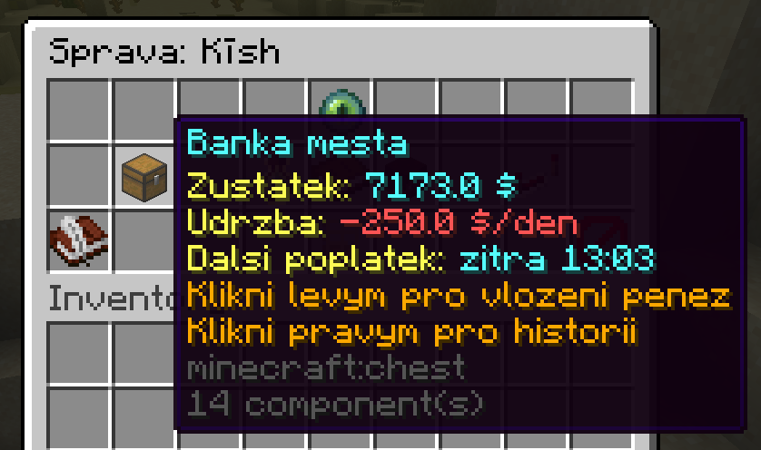 Menu městské banky a historie