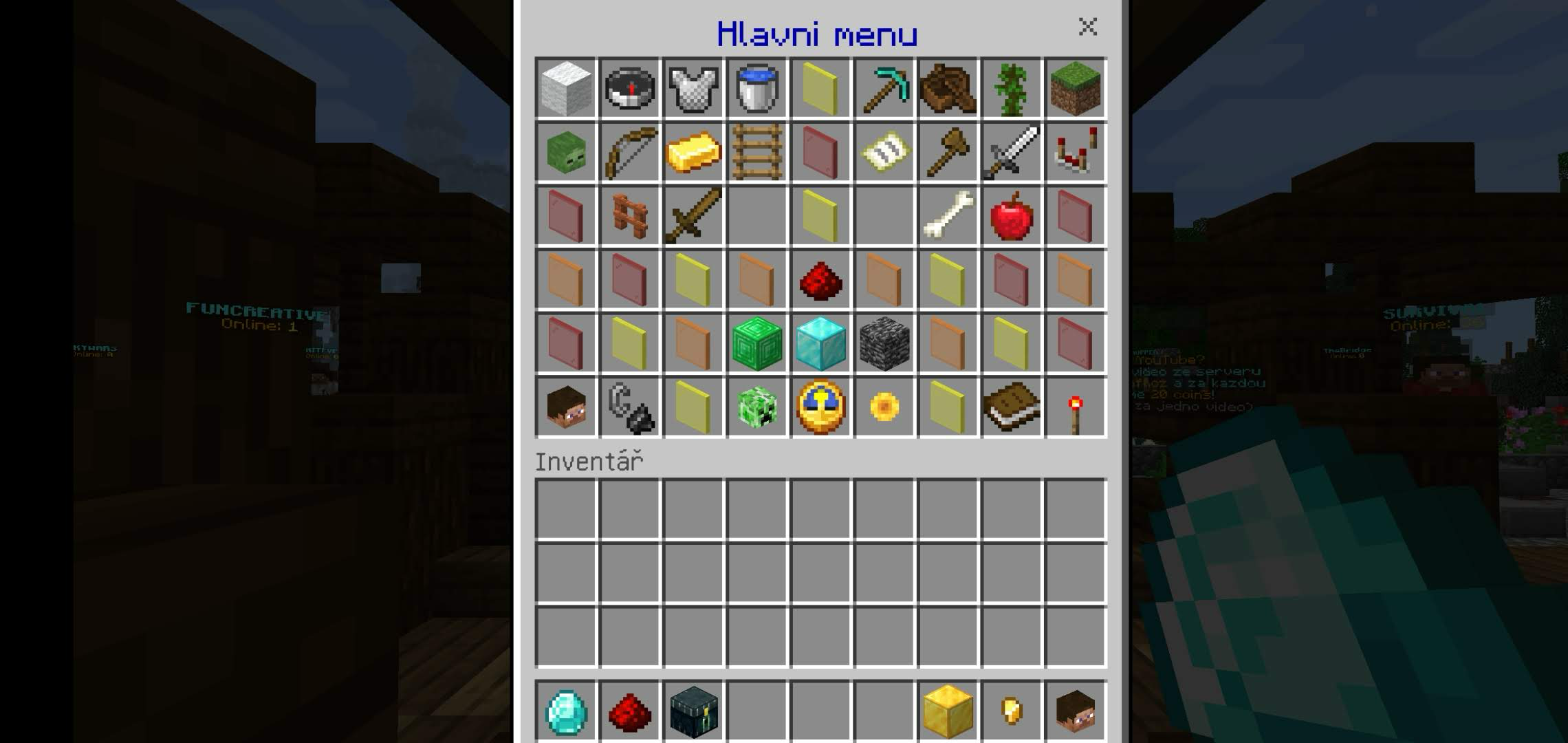 Hlavní menu s inventářem v klasickém rozhraní