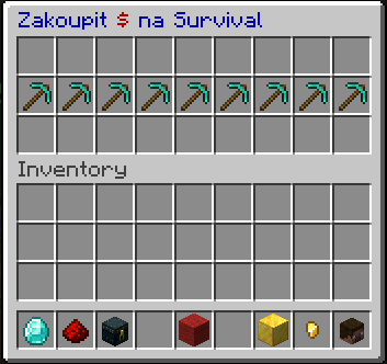 Tabulka Zakoupit $ na Survival s nabídkou balíčků