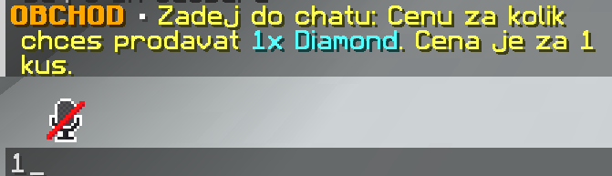 Výzva v chatu k zadání ceny za 1 kus itemu