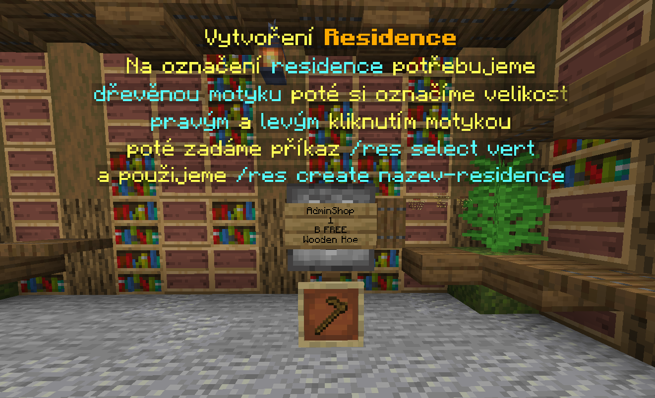 Warp resnavod s cedulkou AdminShopu, kde se dá zdarma získat dřevěná motyka