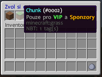 Výběr Chunk ostrova v tabulce